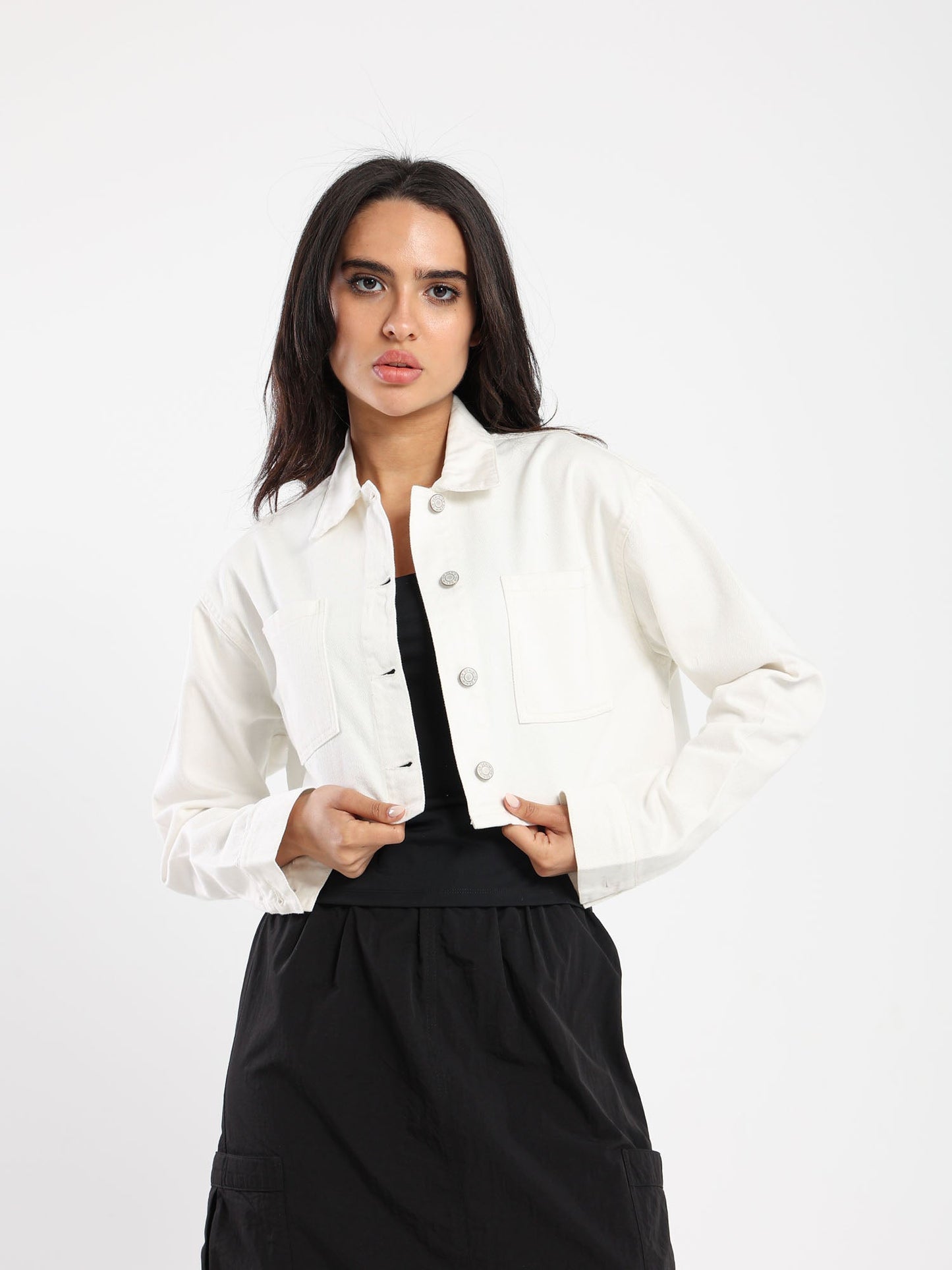 Denim Jacket - Cropped- Denim - Outlet