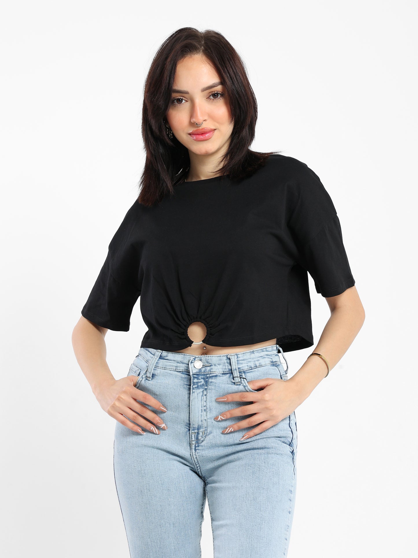 Cropped T-Shirt with Ring - Outlet