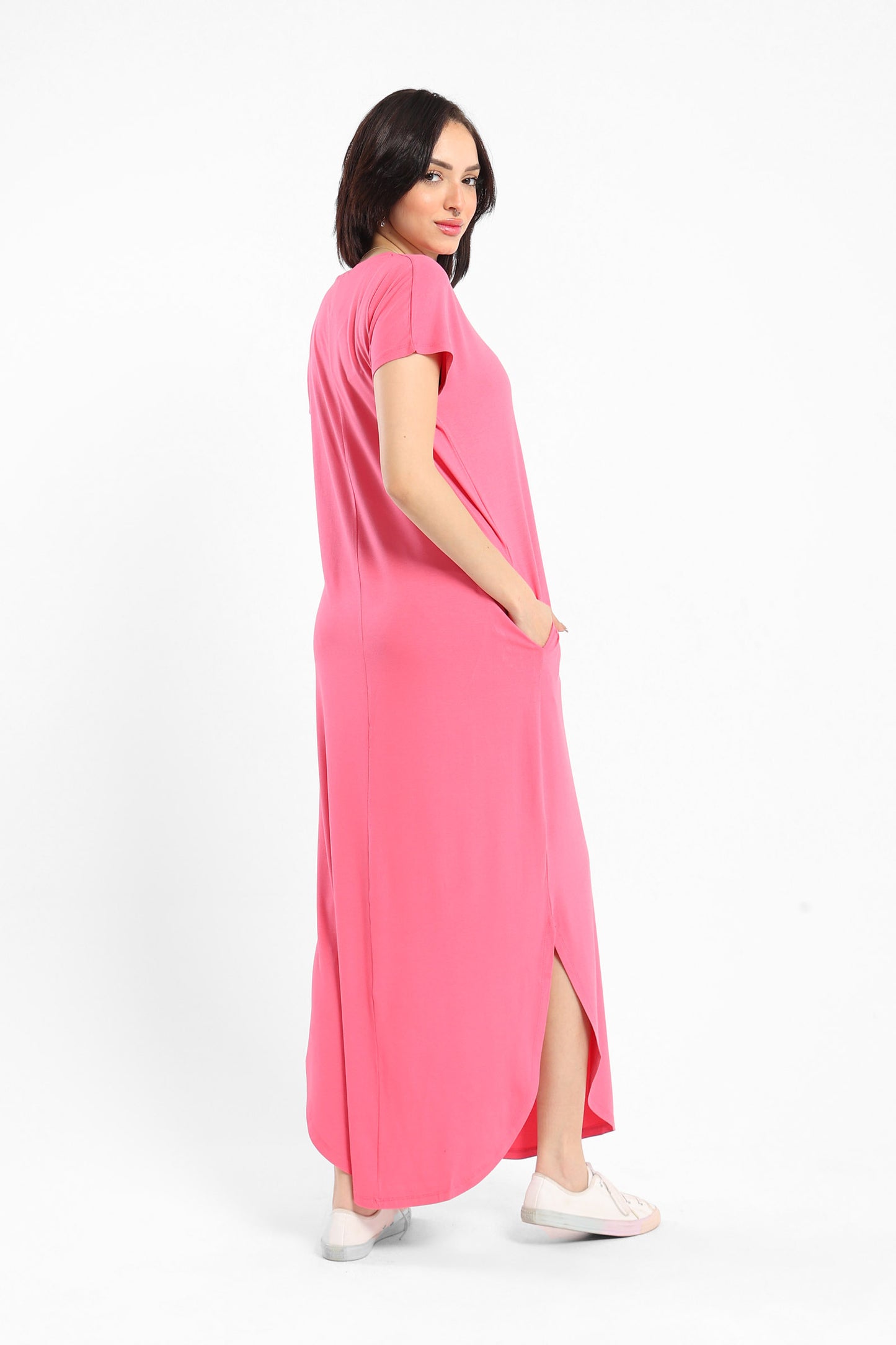 Dress V-Neck W/Round Hem Dress - Outlet