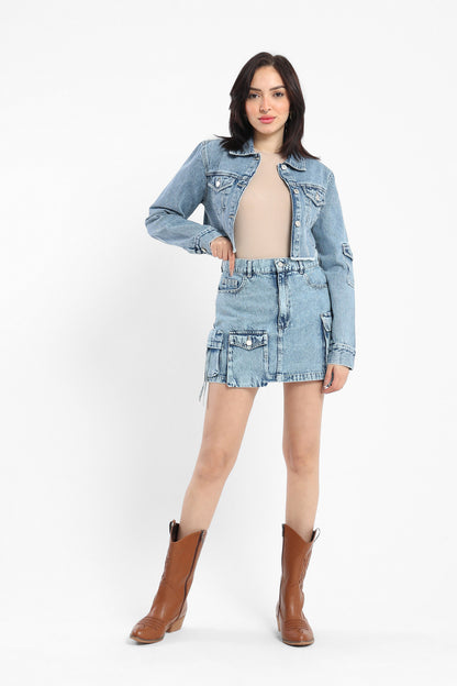 Jacket Cropped Denim Jacket - Outlet