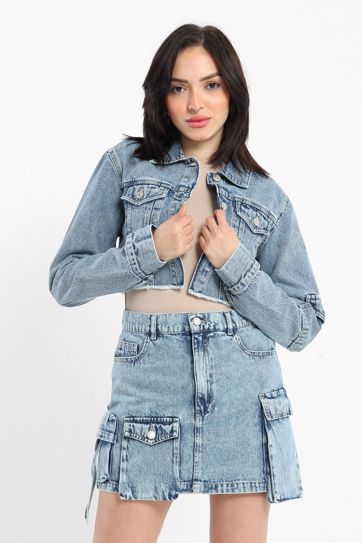 Jacket Cropped Denim Jacket - Outlet