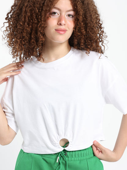 Cropped T-Shirt with Ring - Outlet