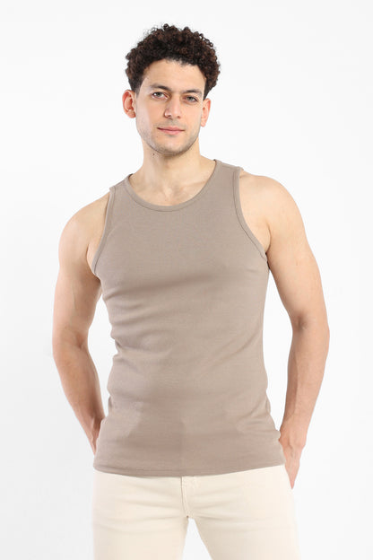 T-Shirt Basic Fitted Rib Tank Top - Outlet