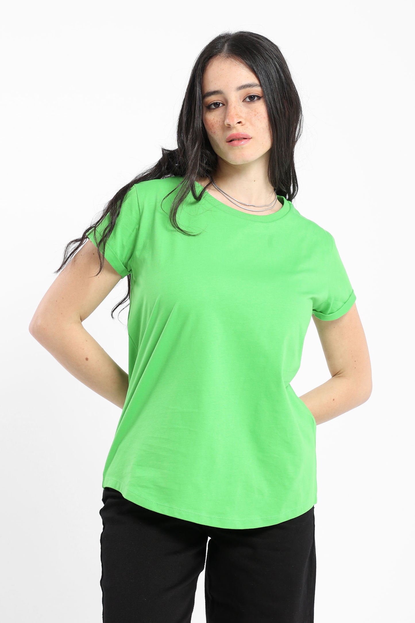 Crew Neck Round Hem Tshirt - Outlet