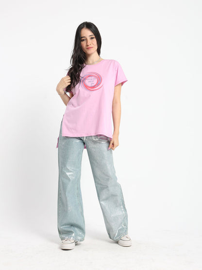T-Shirt - "May Letting Go" Print - Slit Sides