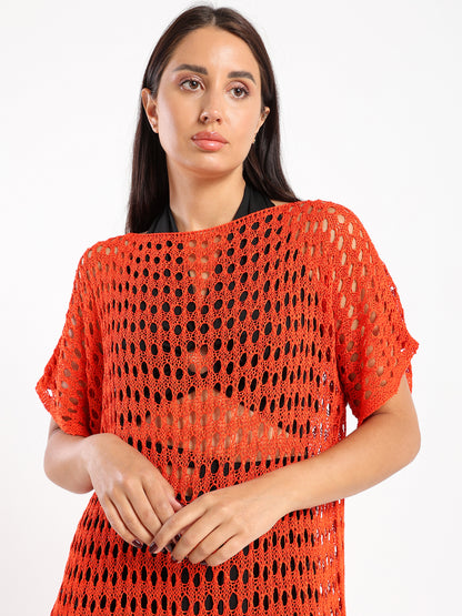 Loose Short Sleeve Tricot Dress - Outlet