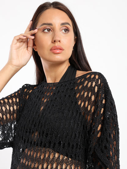 Loose Short Sleeve Tricot Dress - Outlet