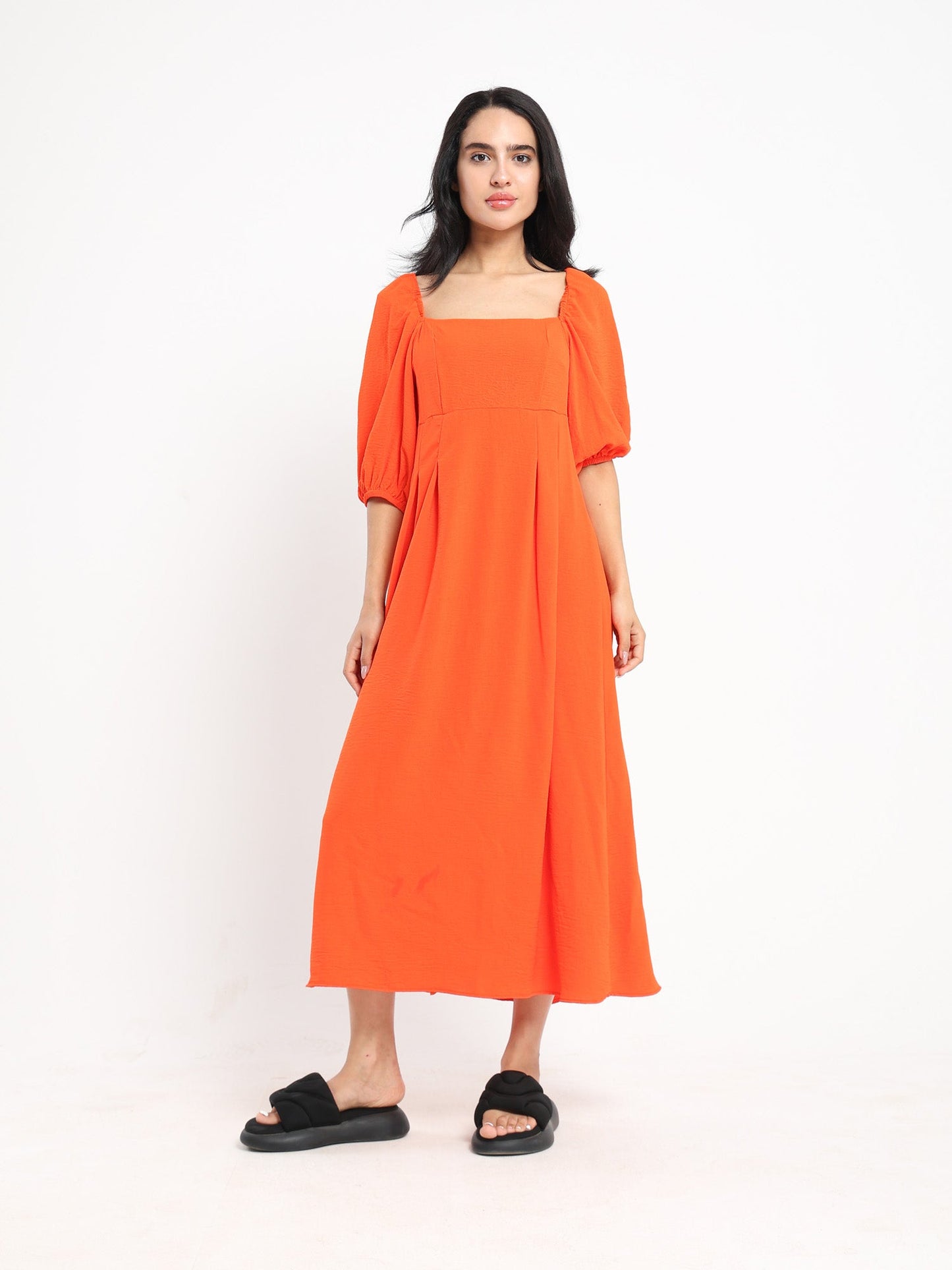Puff Sleeve Midi Dress