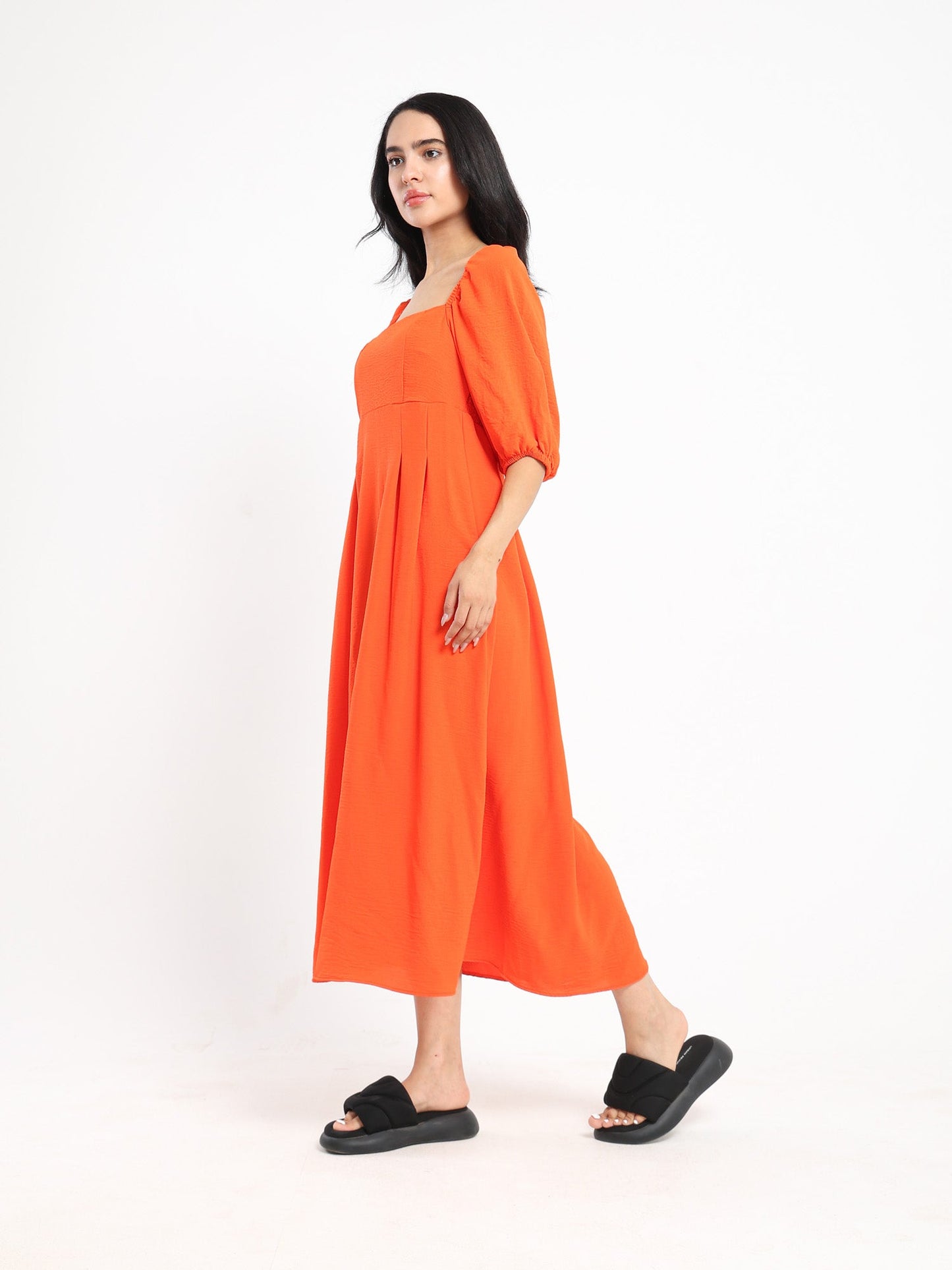 Puff Sleeve Midi Dress