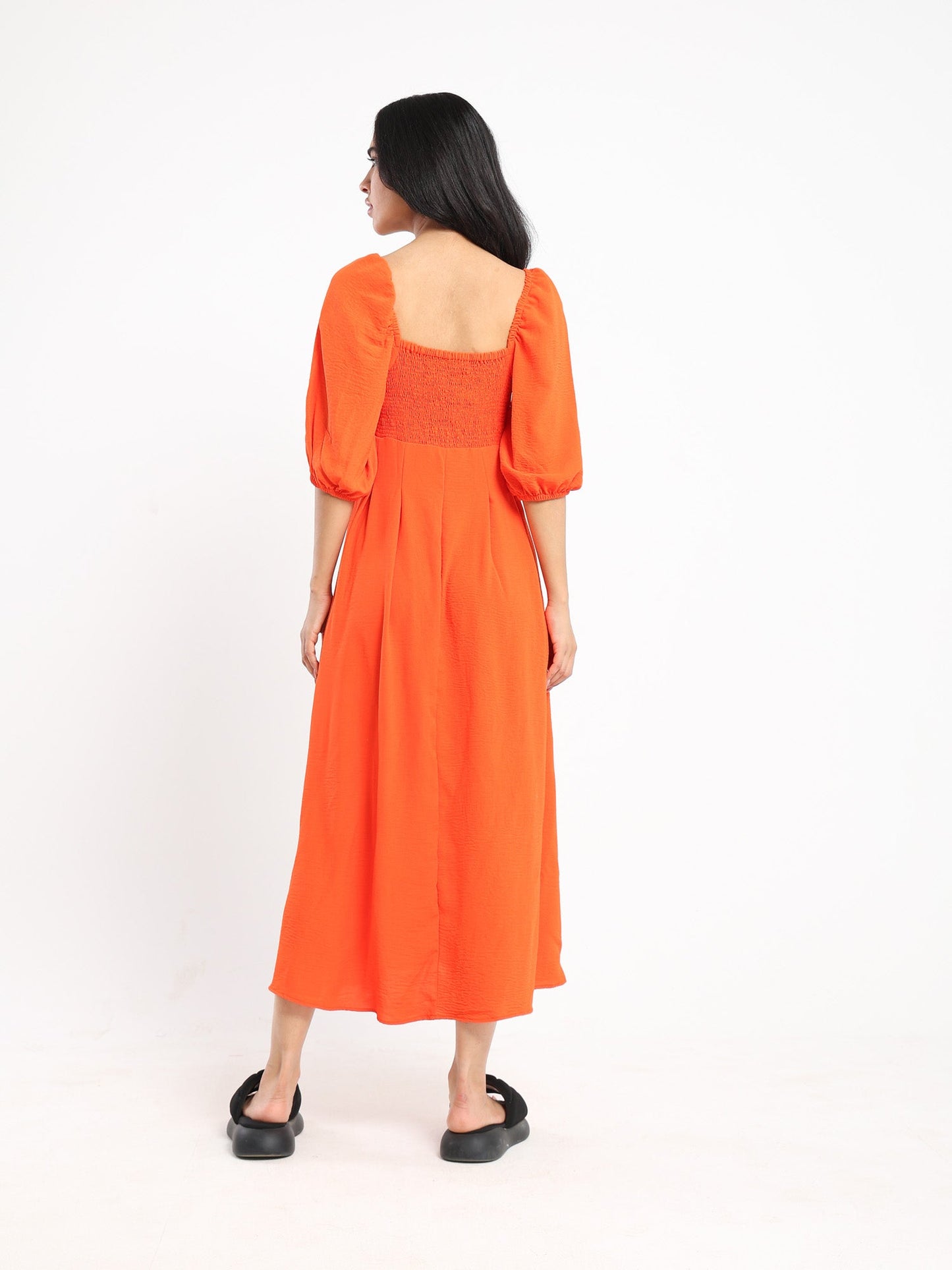 Puff Sleeve Midi Dress