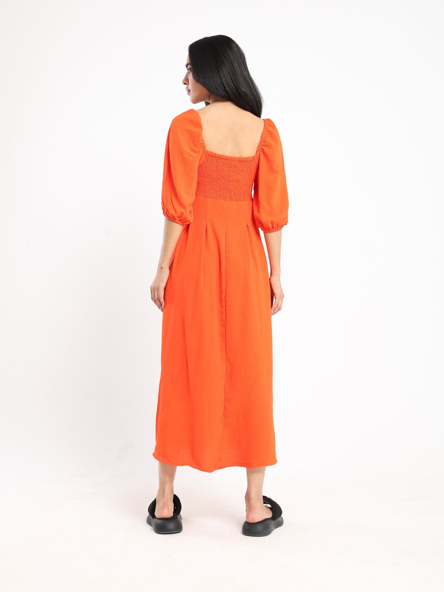Puff Sleeve Midi Dress