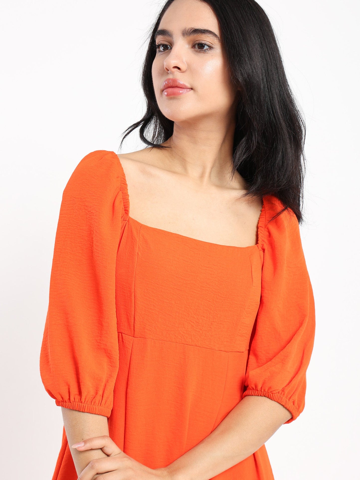 Puff Sleeve Midi Dress