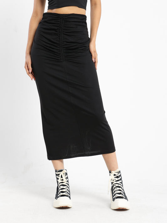 Front-Ruched Maxi Skirt - Outlet