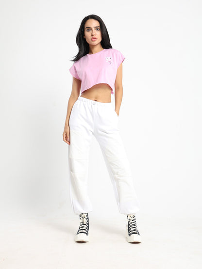 Drink Print Cropped T-shirt - Outlet