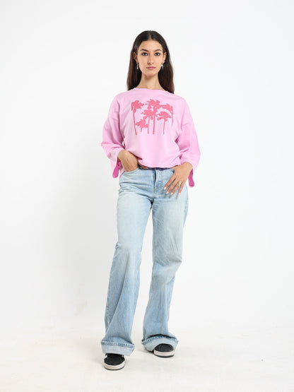 Palm Trees  Print Ls Tshirt