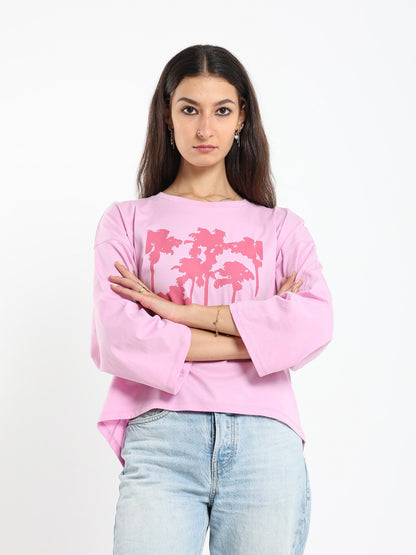 Palm Trees  Print Ls Tshirt