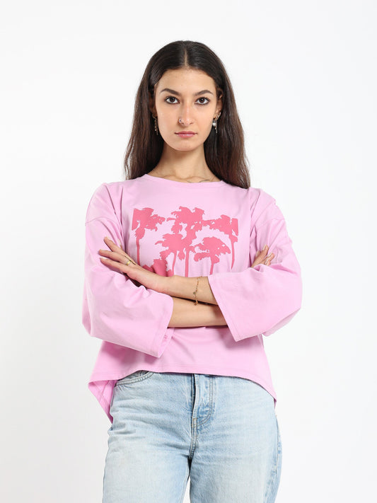 Palm Trees  Print Ls Tshirt