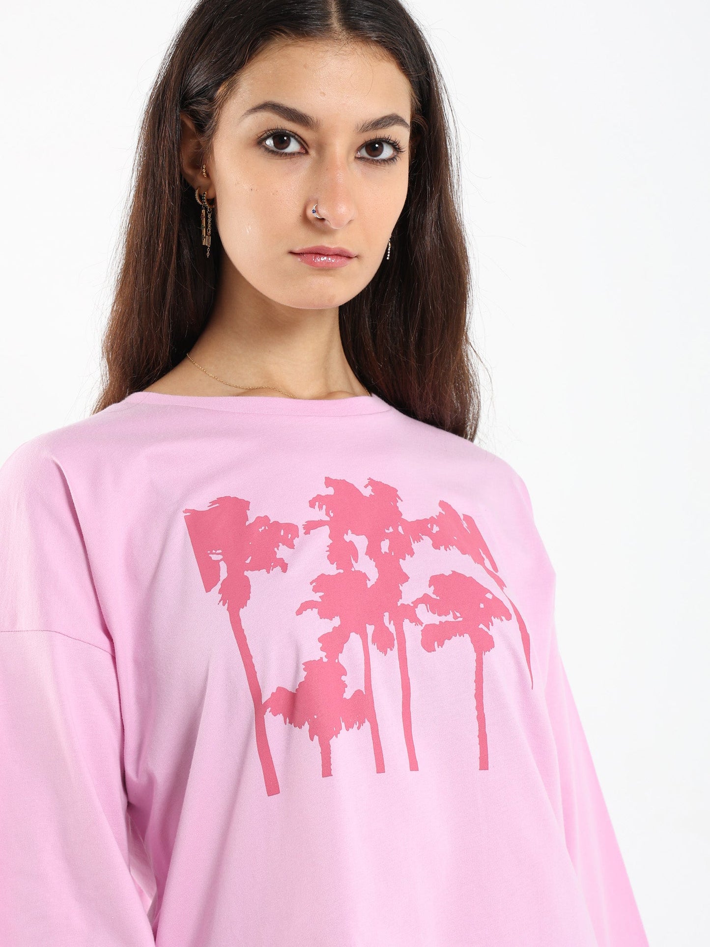 Palm Trees  Print Ls Tshirt
