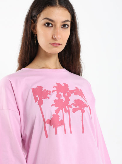 Palm Trees  Print Ls Tshirt
