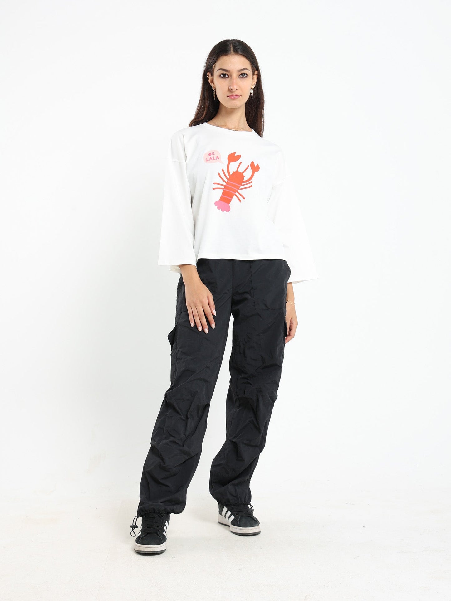 Oe Lala Lobster  Print Ls Tshirt