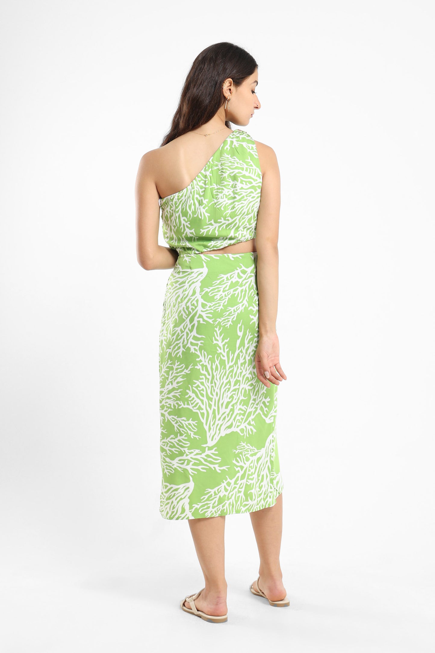 Dress Coral Aop Asymmetric Cut-Out Dress - Outlet