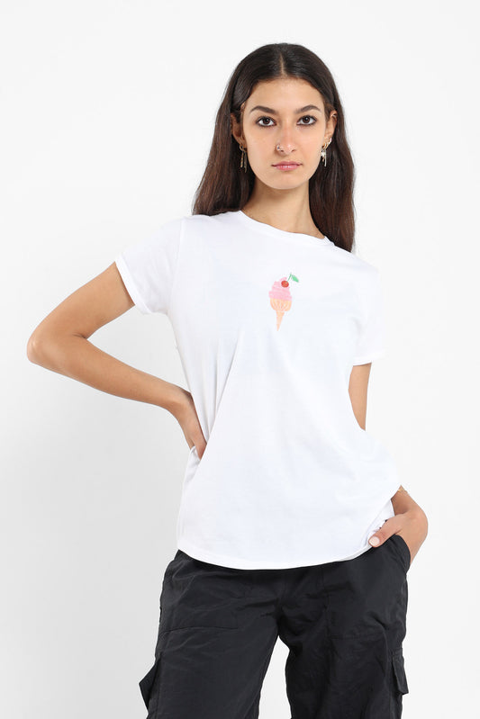 Ice Cream Glitter Print Tshirt - Outlet