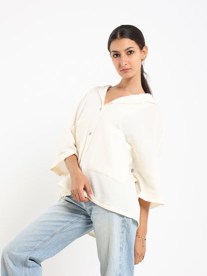 Wrinkled Oversized Jacket With Front Pocke