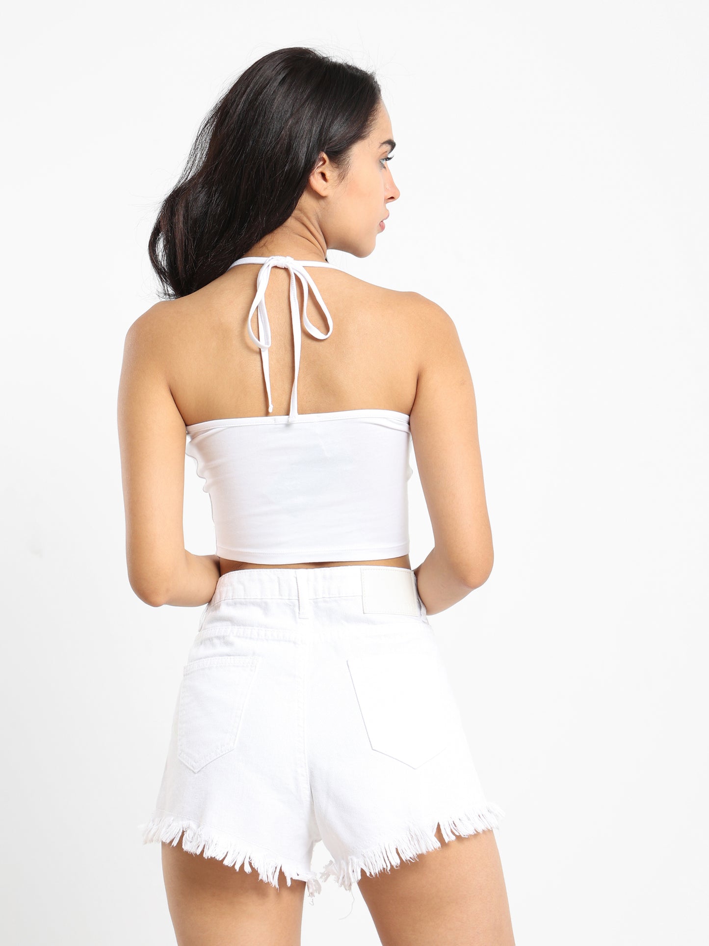 Embroidered Halter Neckband Top - Outlet