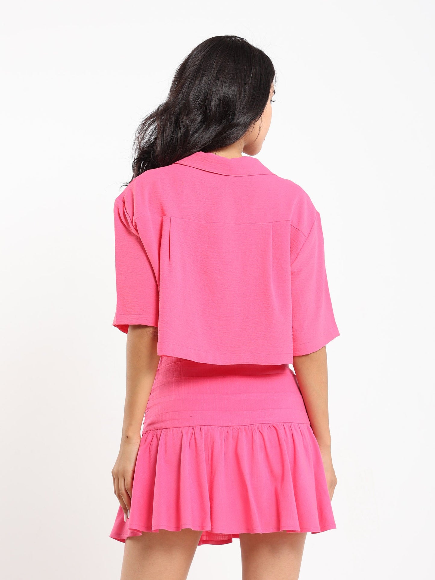 Shirts & Blouses Short Sleeve Cropped Lapel Collar