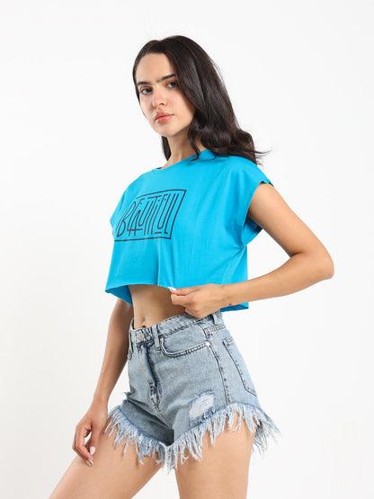 Tops & Tees  Beautiful  Printed Cropped T-Shirt