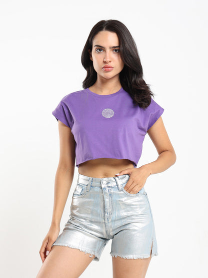 Tops & Tees Disco Ball Print Cropped T-Shirt