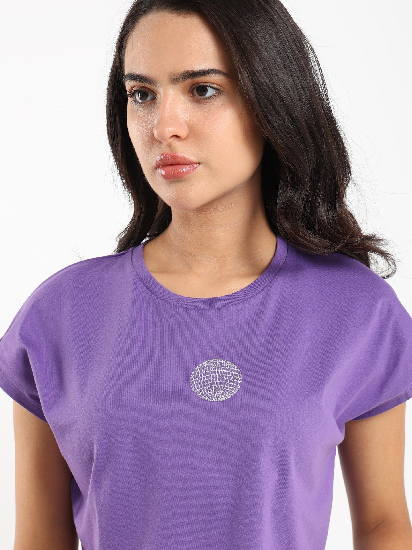 Tops & Tees Disco Ball Print Cropped T-Shirt