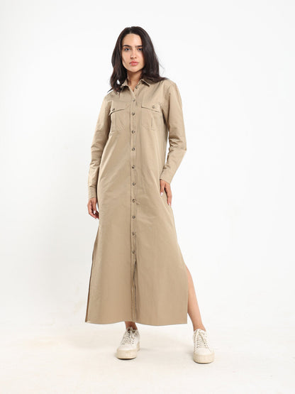 Dress Long Shirt Dress With Side  Slit - Outlet