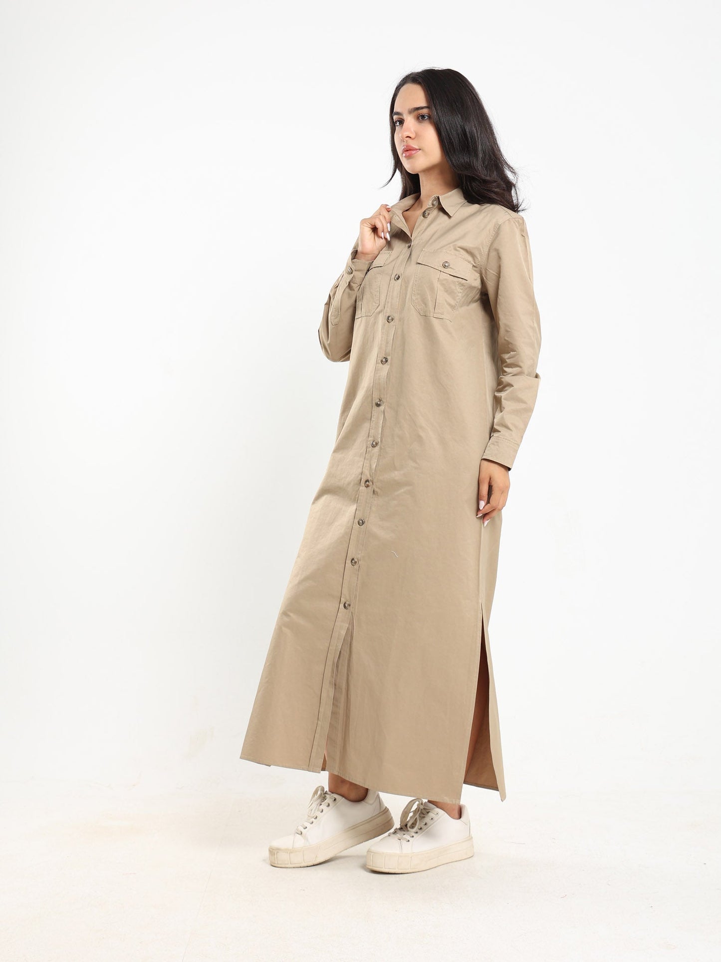 Dress Long Shirt Dress With Side  Slit - Outlet