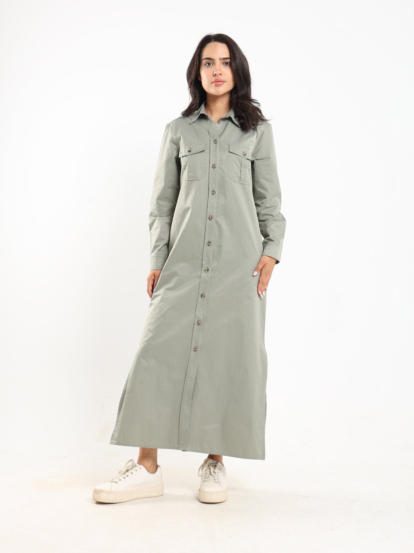 Dress Long Shirt Dress With Side  Slit - Outlet