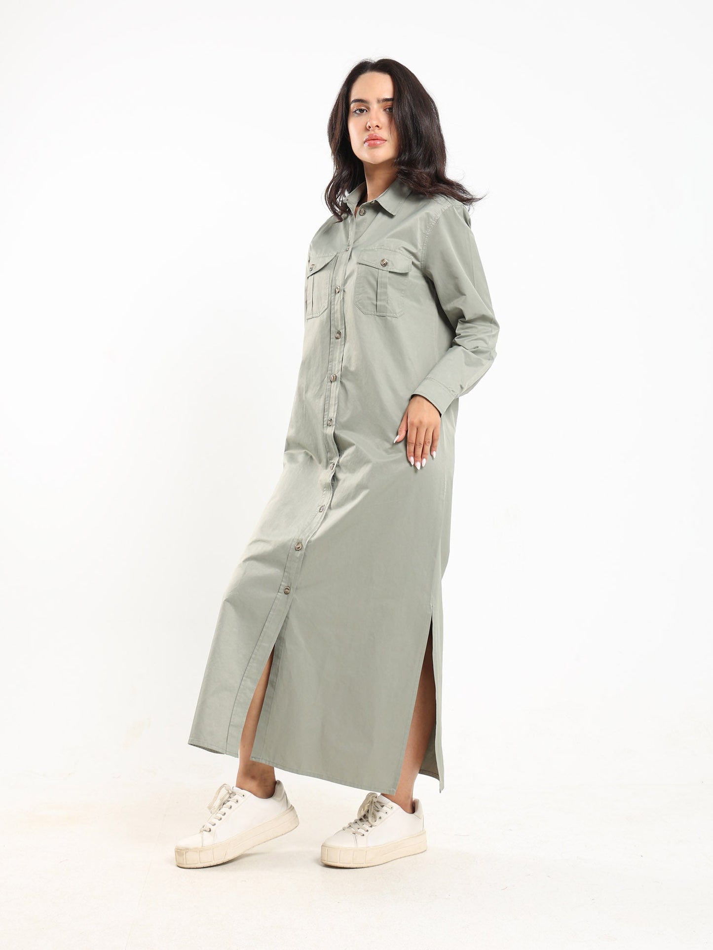 Dress Long Shirt Dress With Side  Slit - Outlet