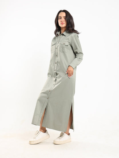Dress Long Shirt Dress With Side  Slit - Outlet