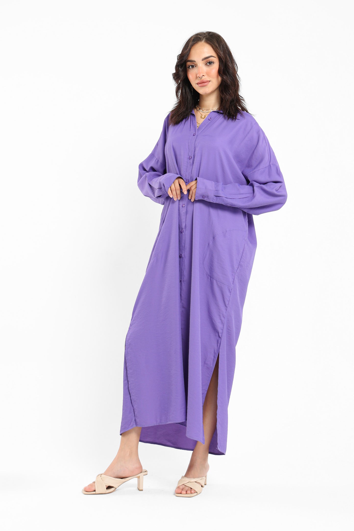 Long Shirt Dress with Slit Side