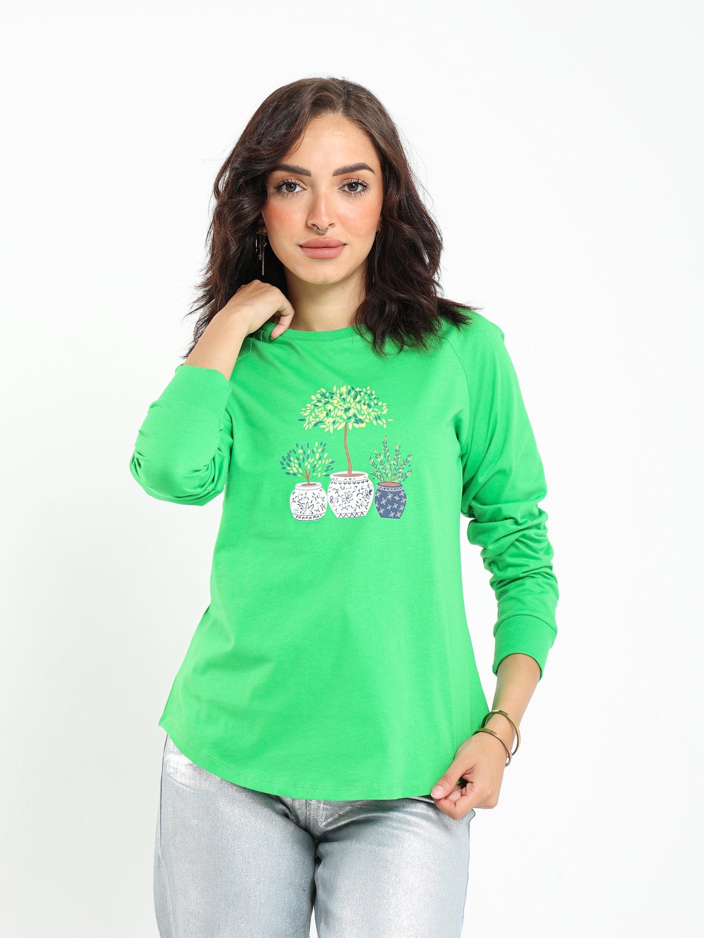 Tops & Tees Plants Print Raglan T-Shirt