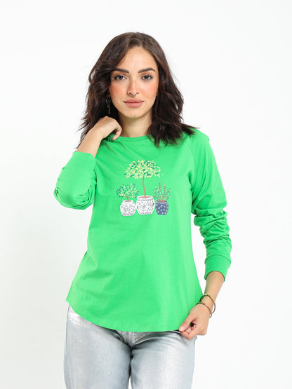 Tops & Tees Plants Print Raglan T-Shirt