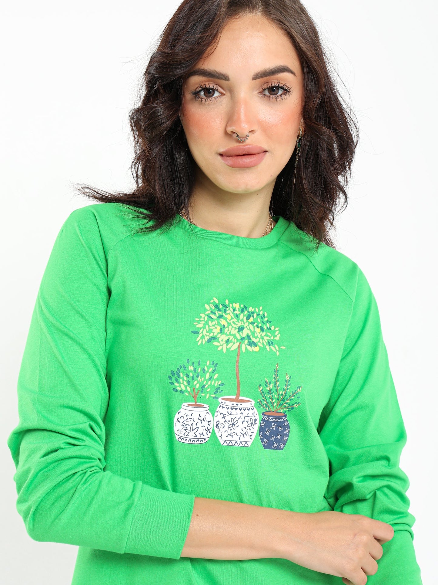 Tops & Tees Plants Print Raglan T-Shirt