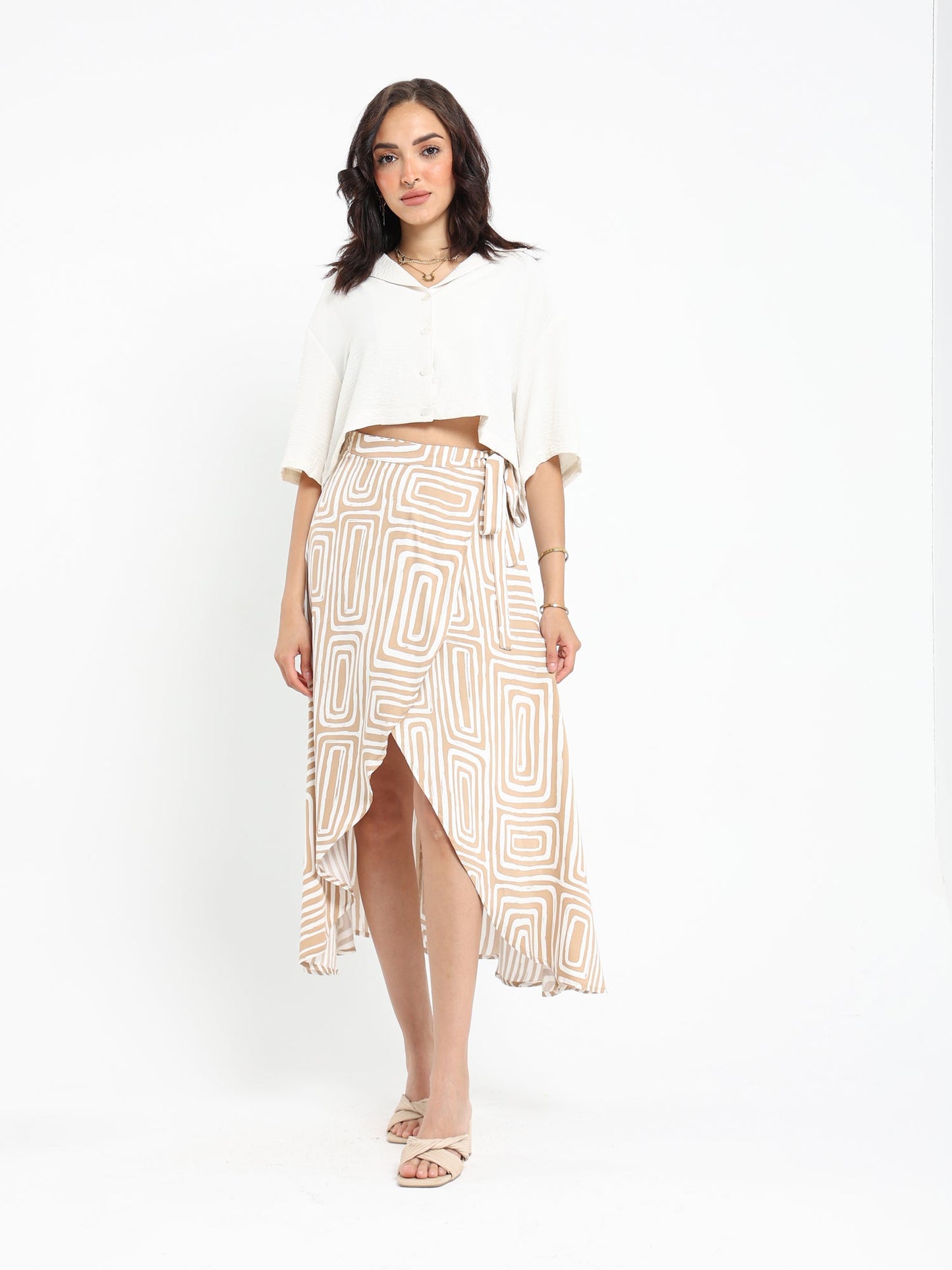 Shirts & Blouses Short Sleeve Cropped Lapel Collar