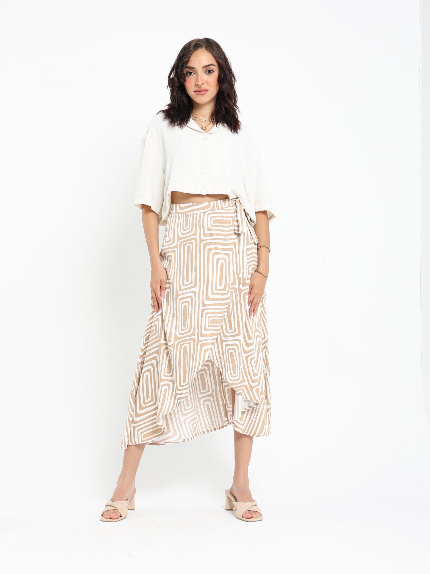 Shirts & Blouses Short Sleeve Cropped Lapel Collar