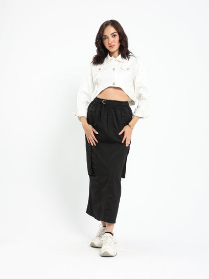 Jacket Metalic Cropped Denim Jacket - Outlet