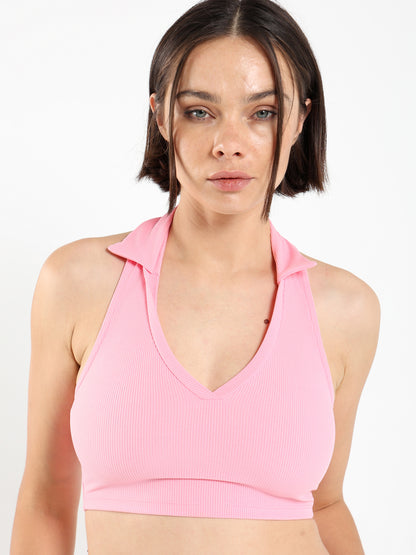 Halter-Neck Cropped Polo - Outlet
