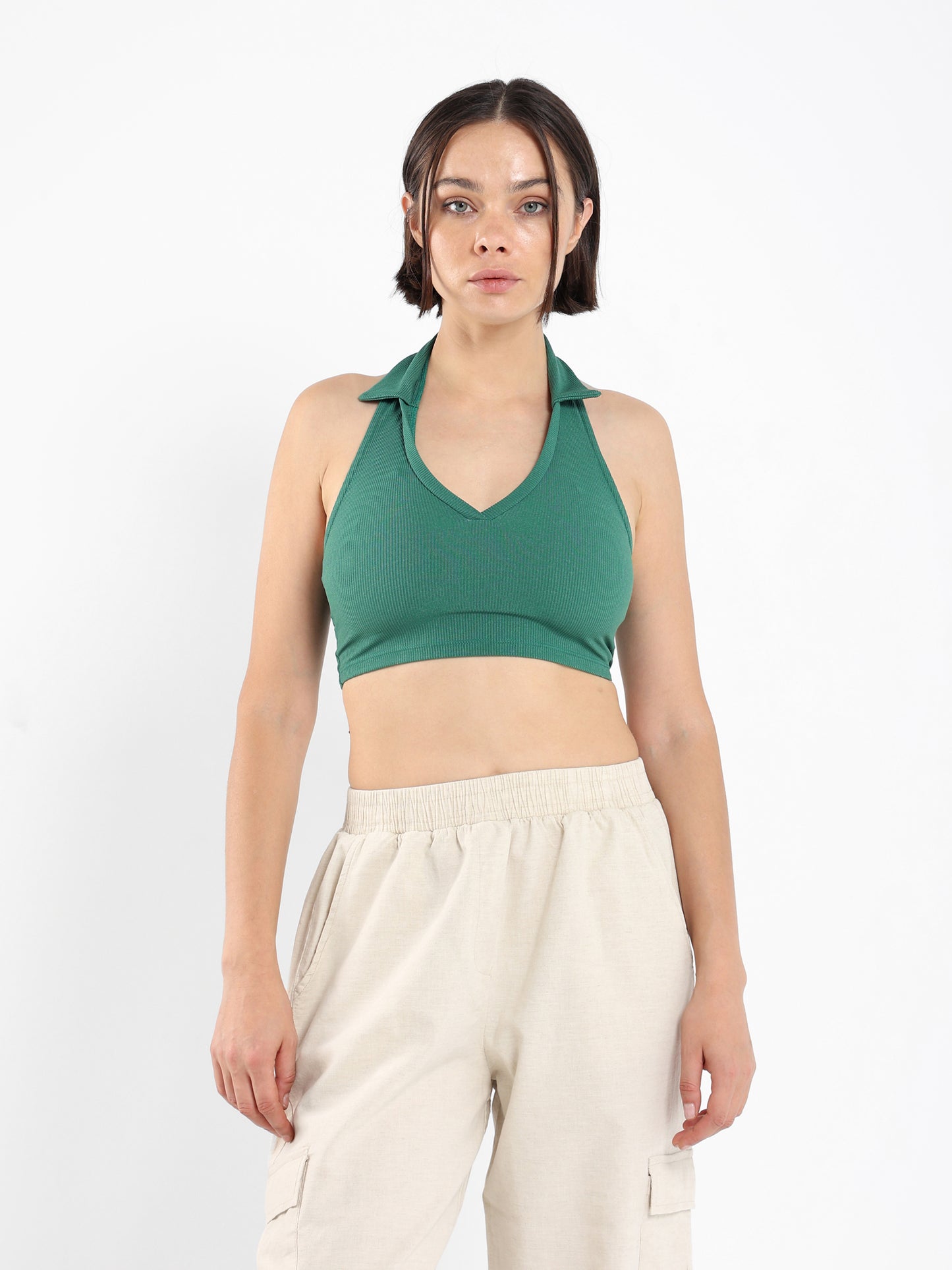 Halter-Neck Cropped Polo - Outlet