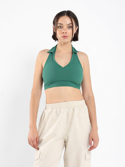 Halter-Neck Cropped Polo - Outlet
