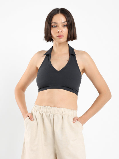 Halter-Neck Cropped Polo - Outlet