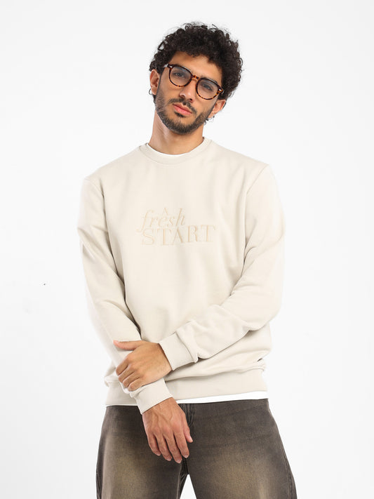 Fresh Start Embossed Print Sweatshirt