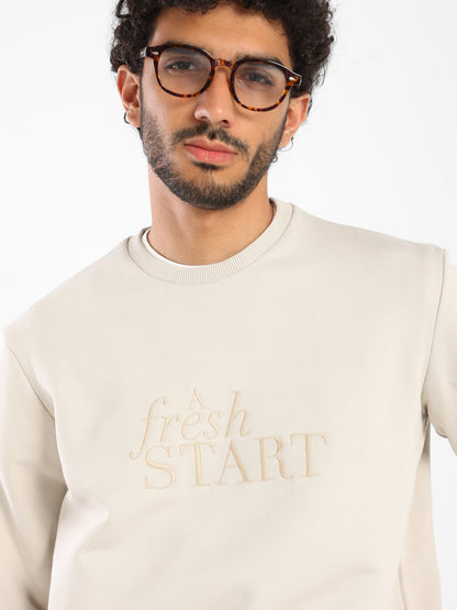 Fresh Start Embossed Print Sweatshirt